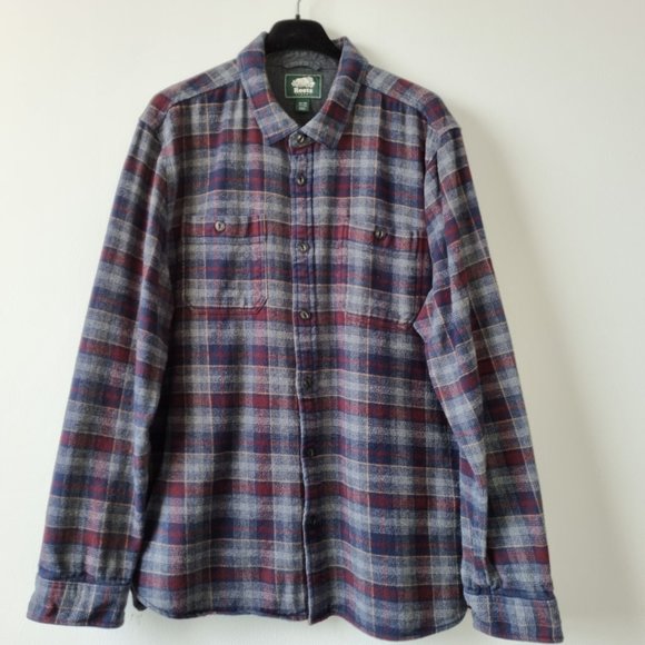 Roots Brushed Cotton Plaid Long Sleeve Shirt Size XL - Picture 2 of 10